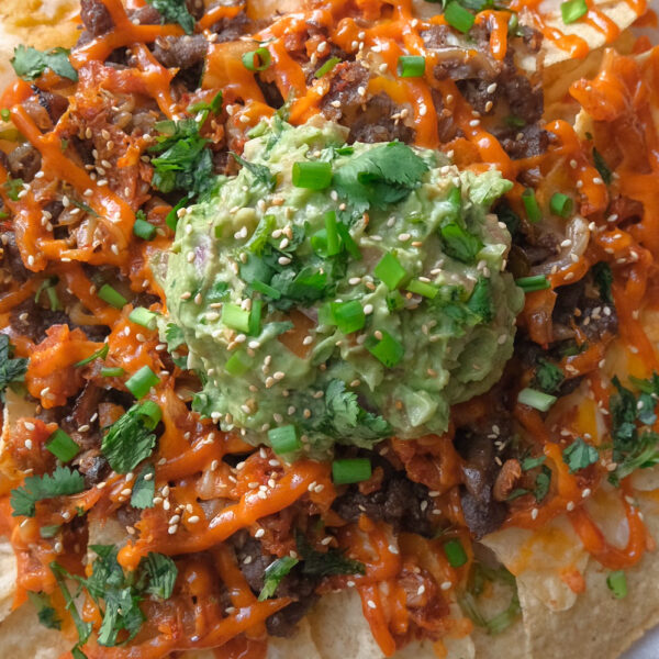 Korean Bulgogi and Kimchi Nachos