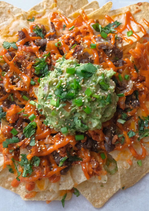 Korean Bulgogi and Kimchi Nachos