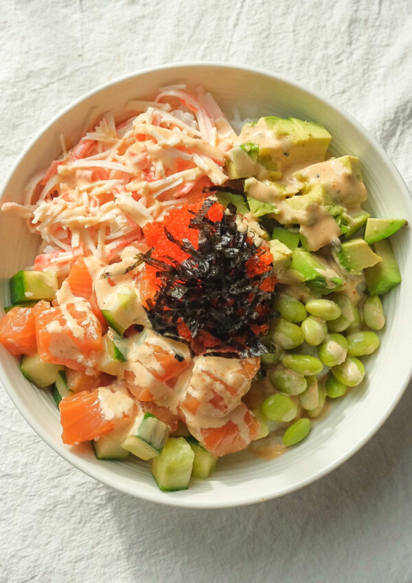 The Easiest Salmon & Crab Poke Bowl